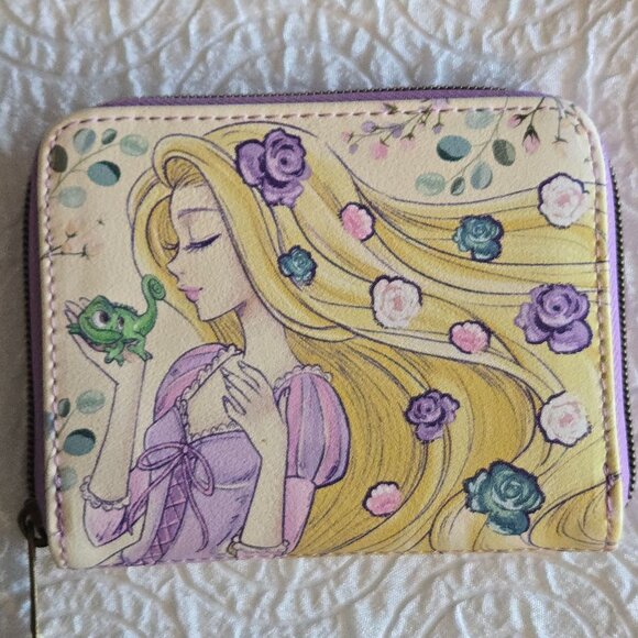 NWT Disney Loungefly Tangled Pascal Lavender Floral Zip Around Wallet - Picture 1 of 6